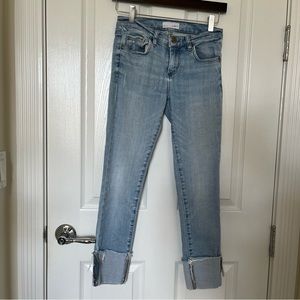 Ann Taylor LOFT cuffed light wash modern skinny jeans, size 25